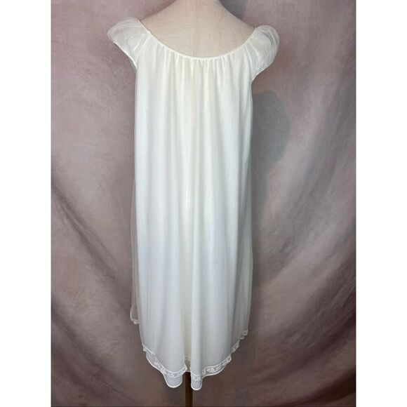 Vintage Plus Size Nylon Chiffon Nightgown 1960s Mod Lingerie - Picture 5 of 9